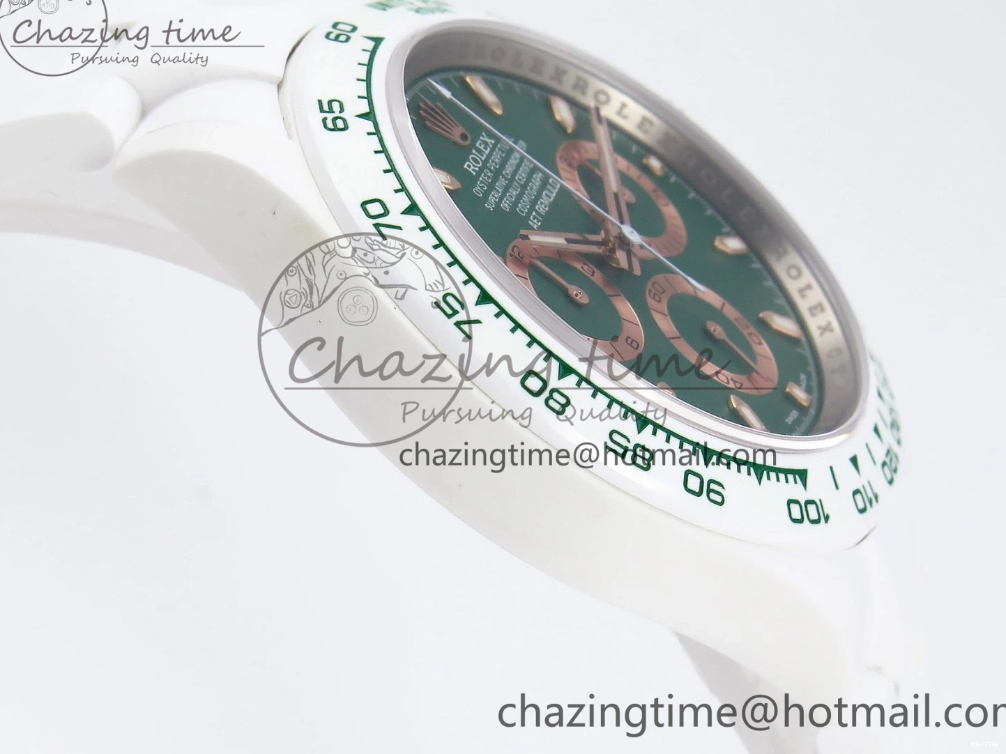 MiroTime 0203 MoistureWicking Daytona AET White Ceramic Case and Bracelet Green Dial SA4130 V 1891